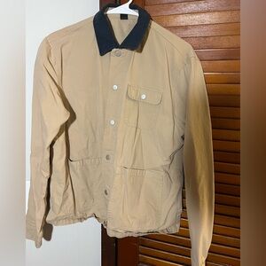 Tan Canvas Button up Collared Jacket